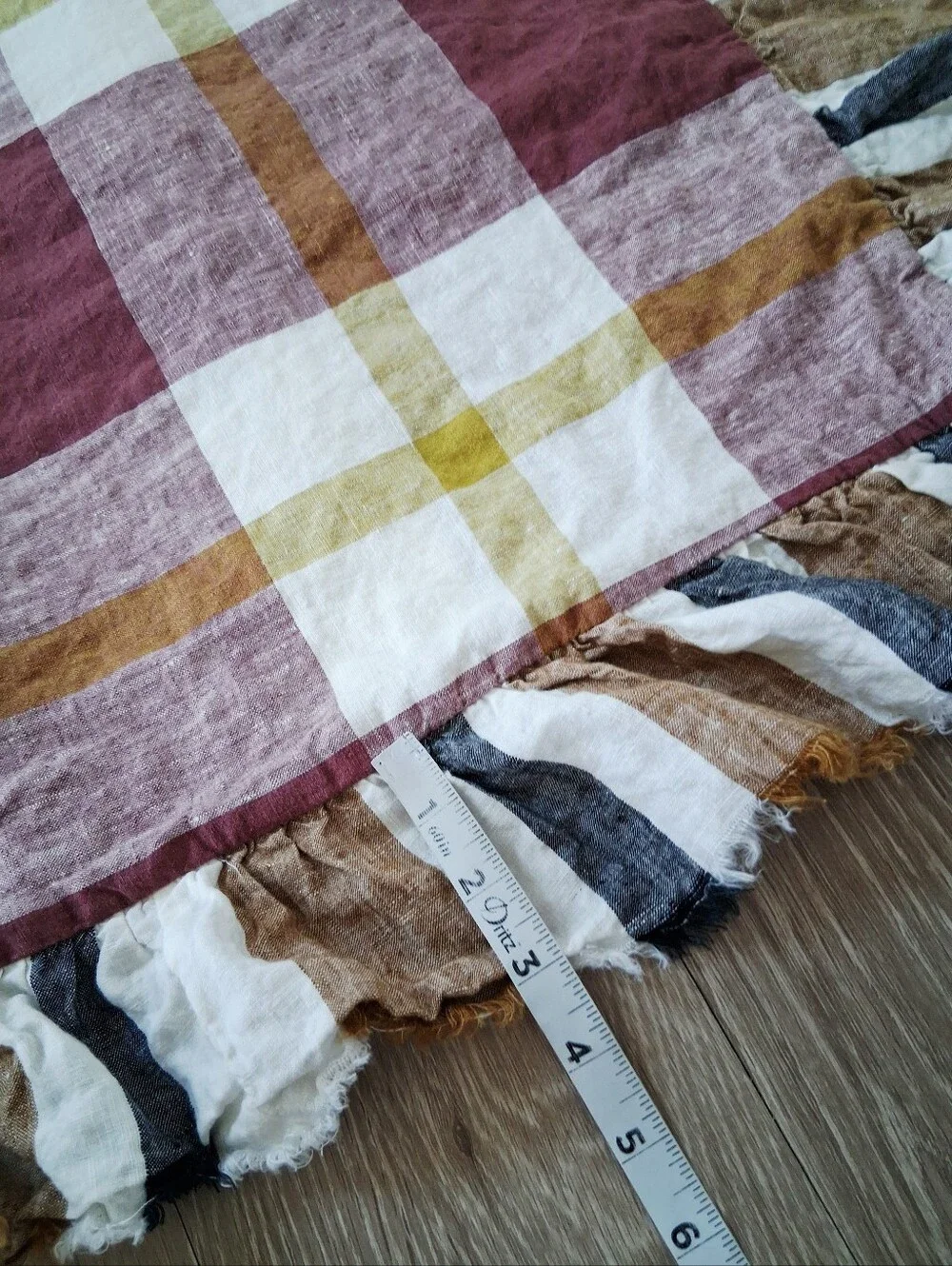 Society Of Wanderers French Flax Linen Ruffle Shams In Plum Check